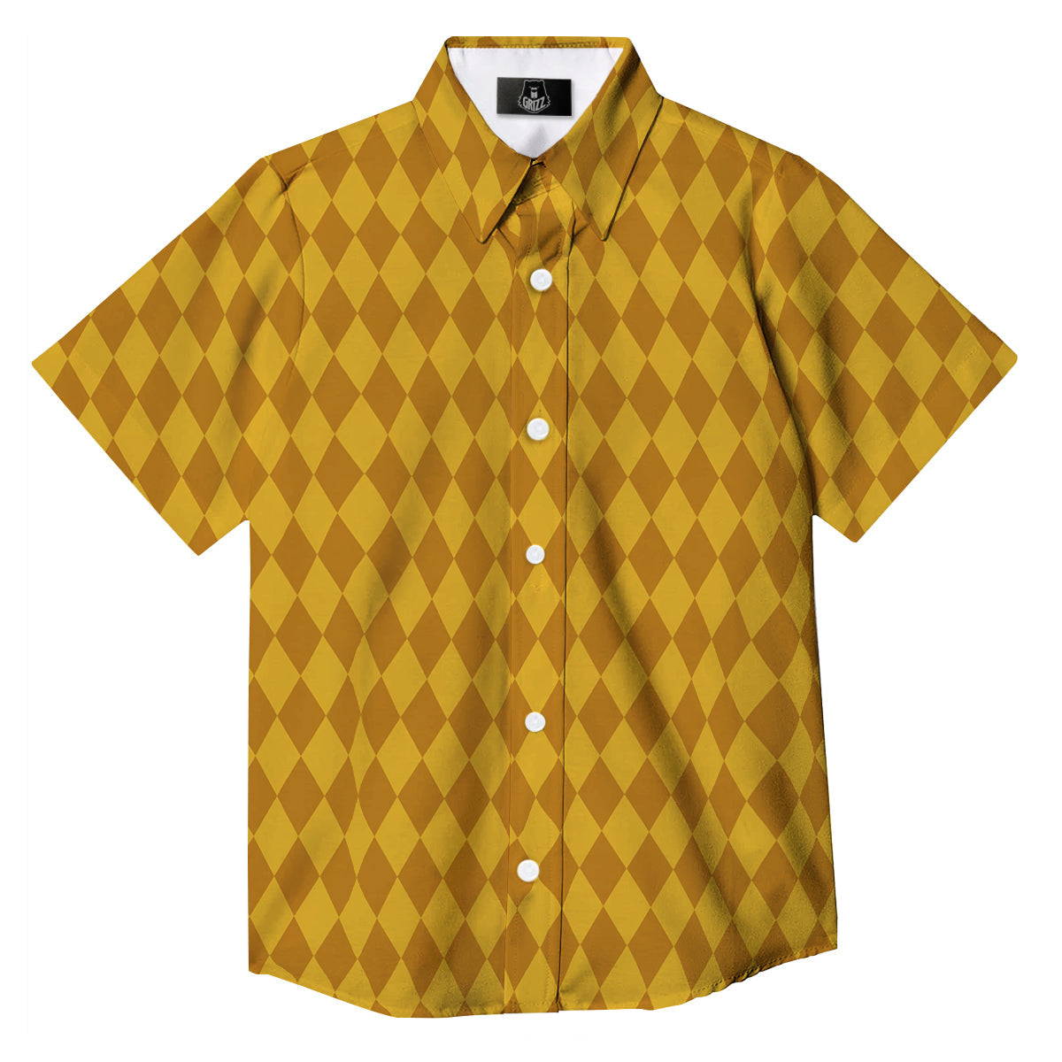 Harlequin Yellow Print Pattern Button Up Shirt-grizzshop