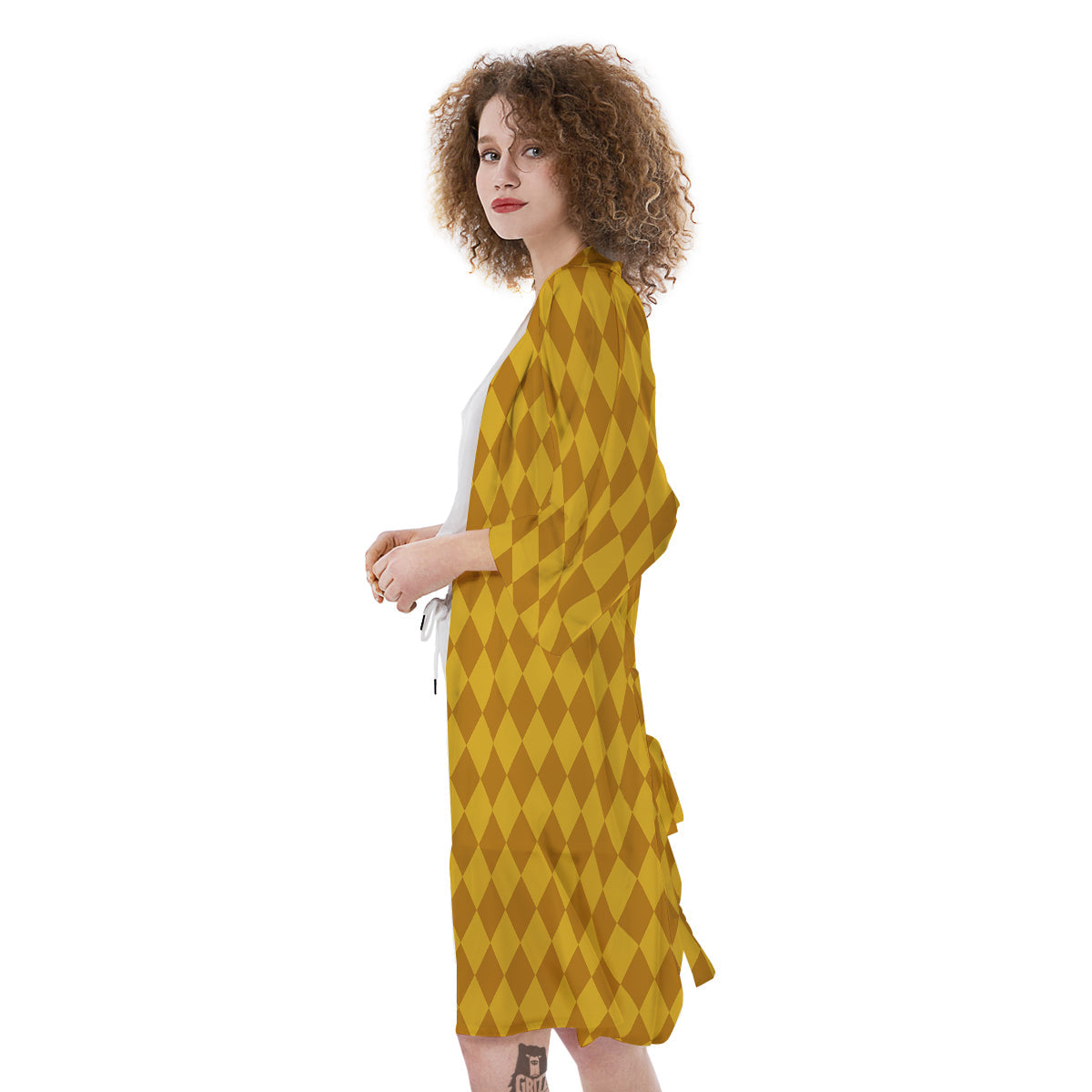 Harlequin Yellow Print Pattern Kimono-grizzshop