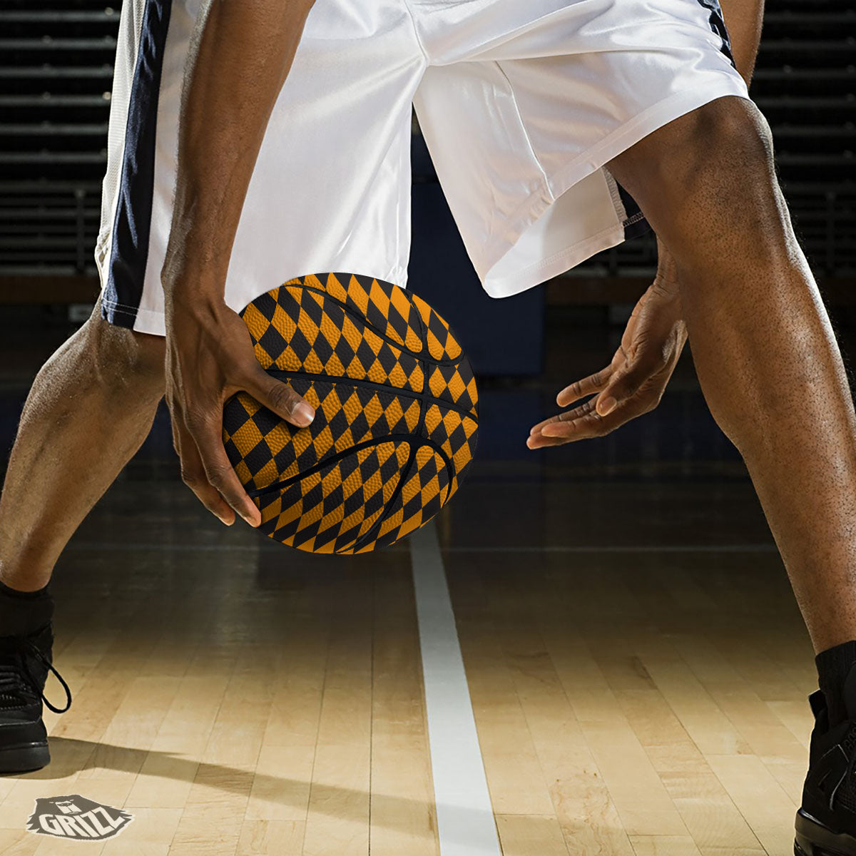 Harlequin Halloween Print Pattern Basketball