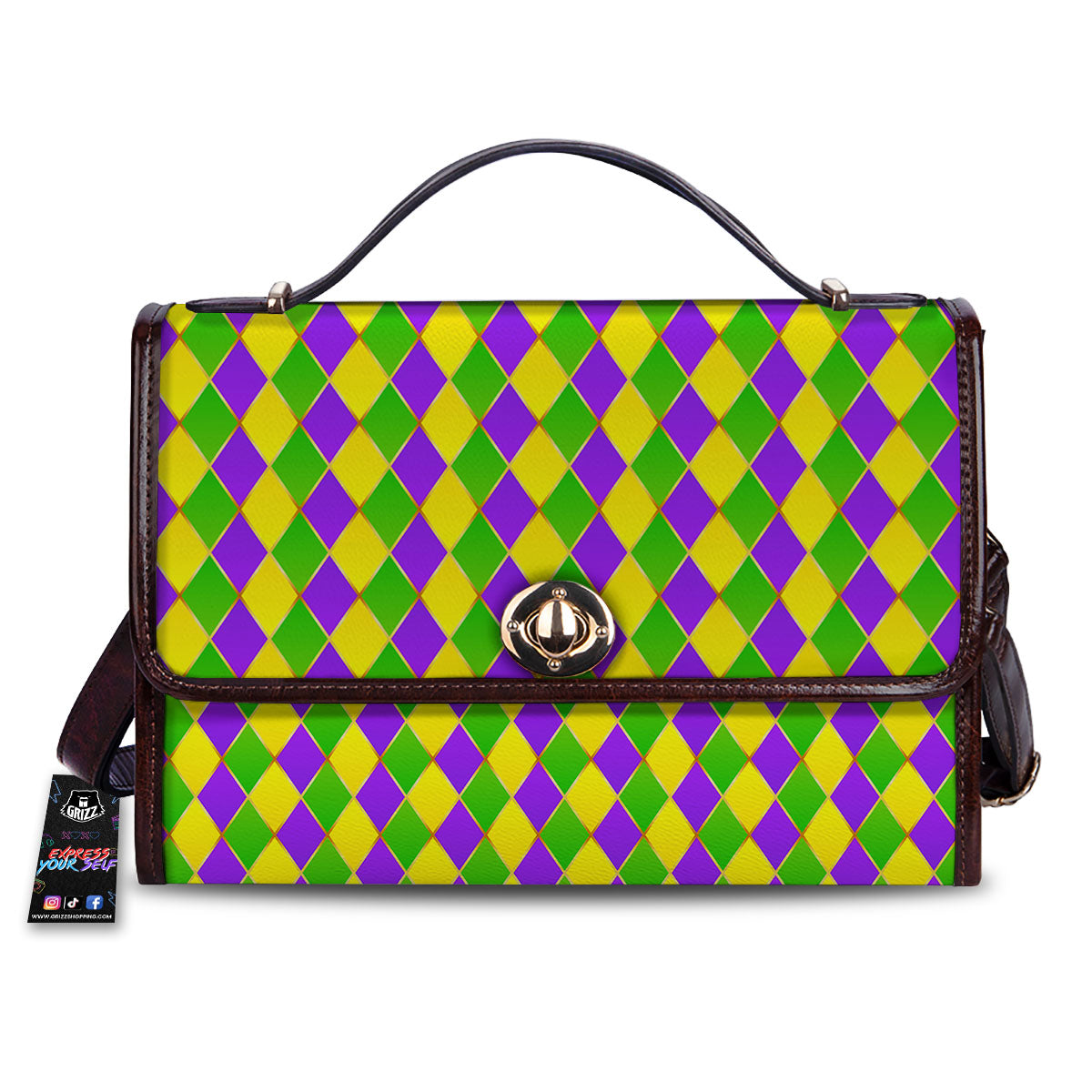 Harlequin Mardi Gras Print Pattern Women's Satchel Bag