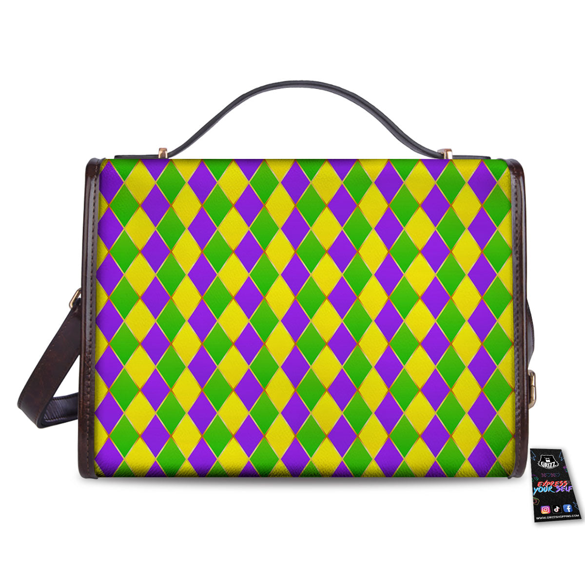Harlequin Mardi Gras Print Pattern Women's Satchel Bag