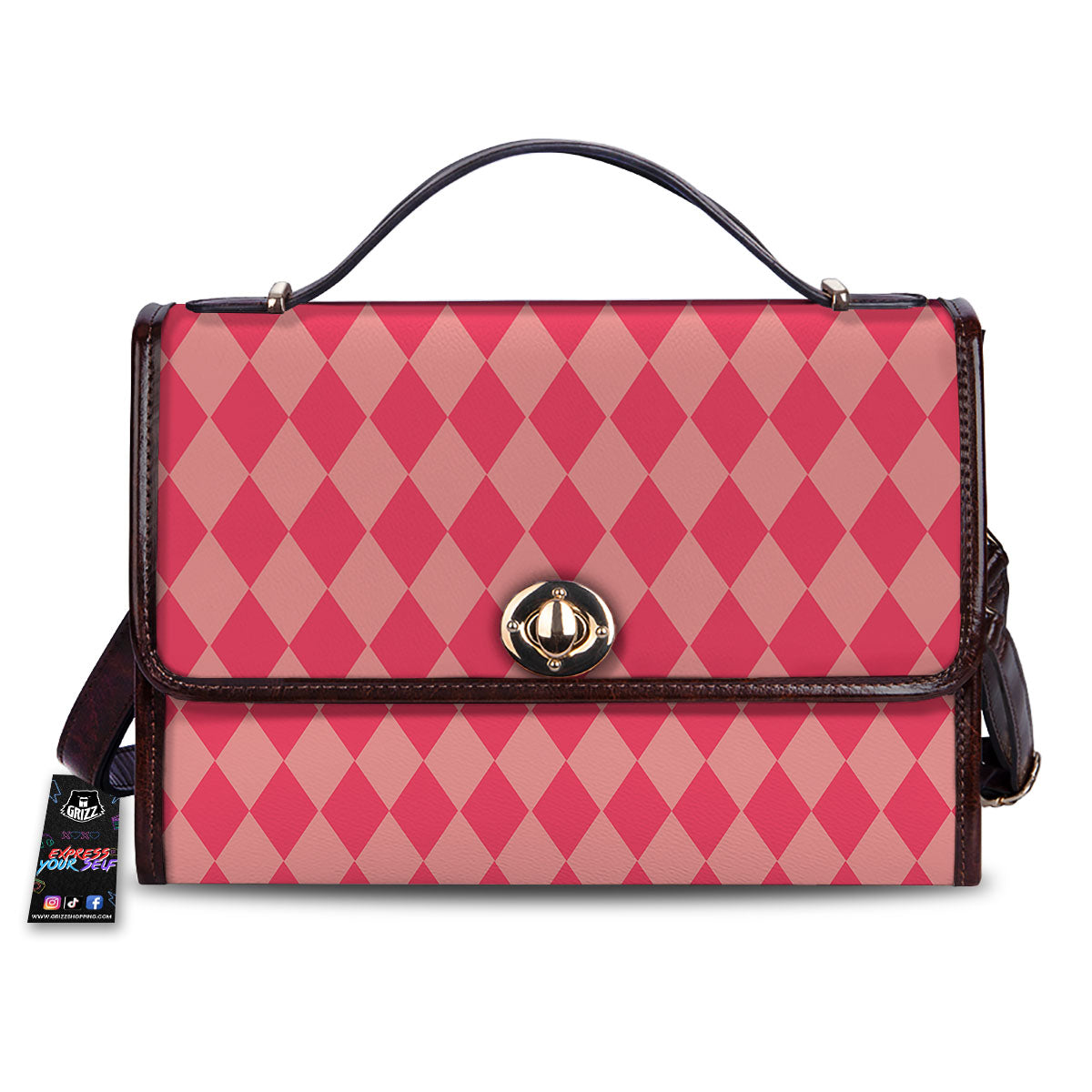 Harlequin Pink Print Pattern Women's Satchel Bag