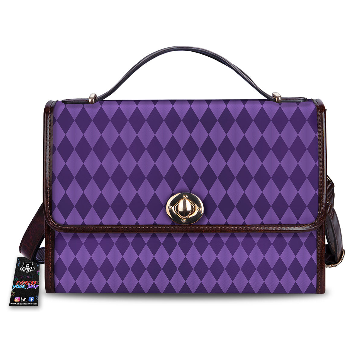 Harlequin Purple Print Pattern Women's Satchel Bag