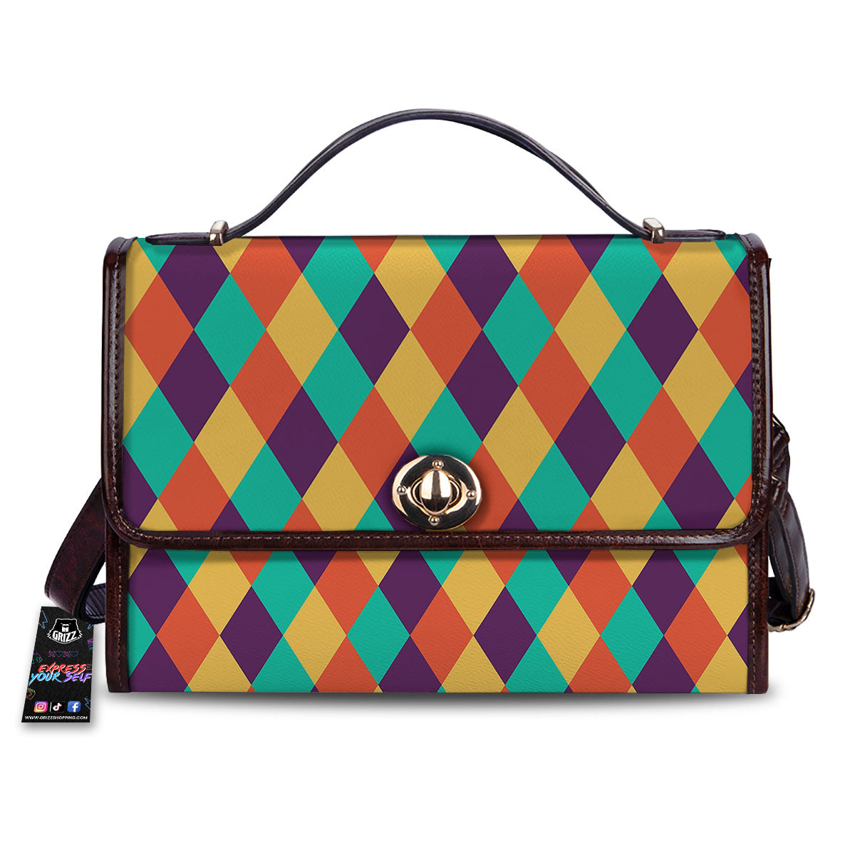 Harlequin Retro Print Pattern Women's Satchel Bag
