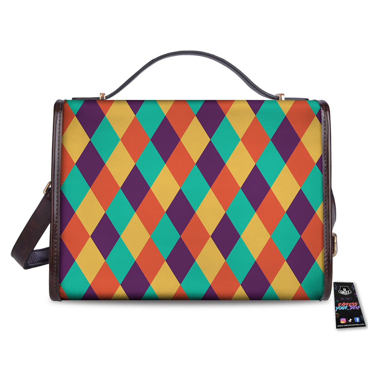 Harlequin Retro Print Pattern Women's Satchel Bag
