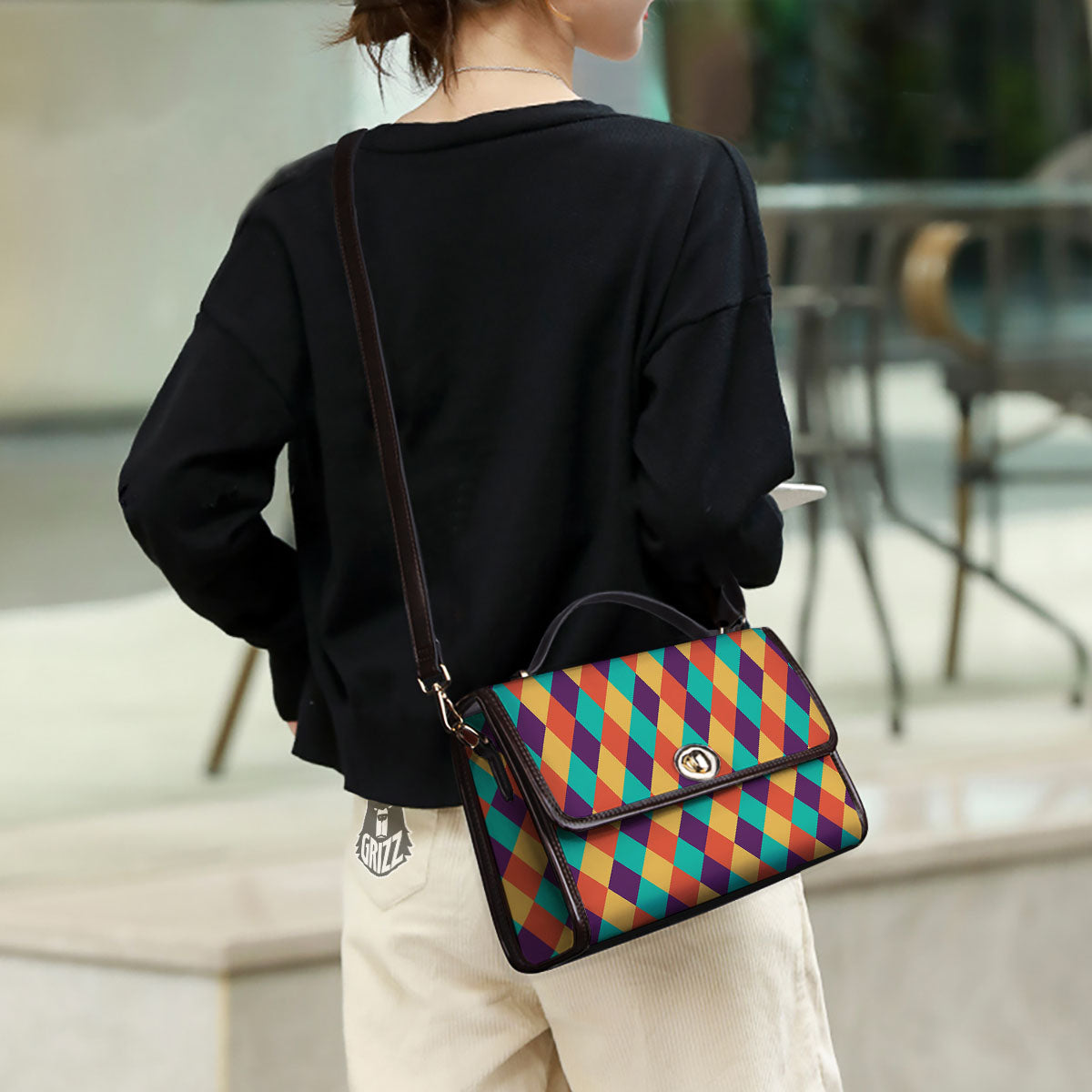 Harlequin Retro Print Pattern Women's Satchel Bag