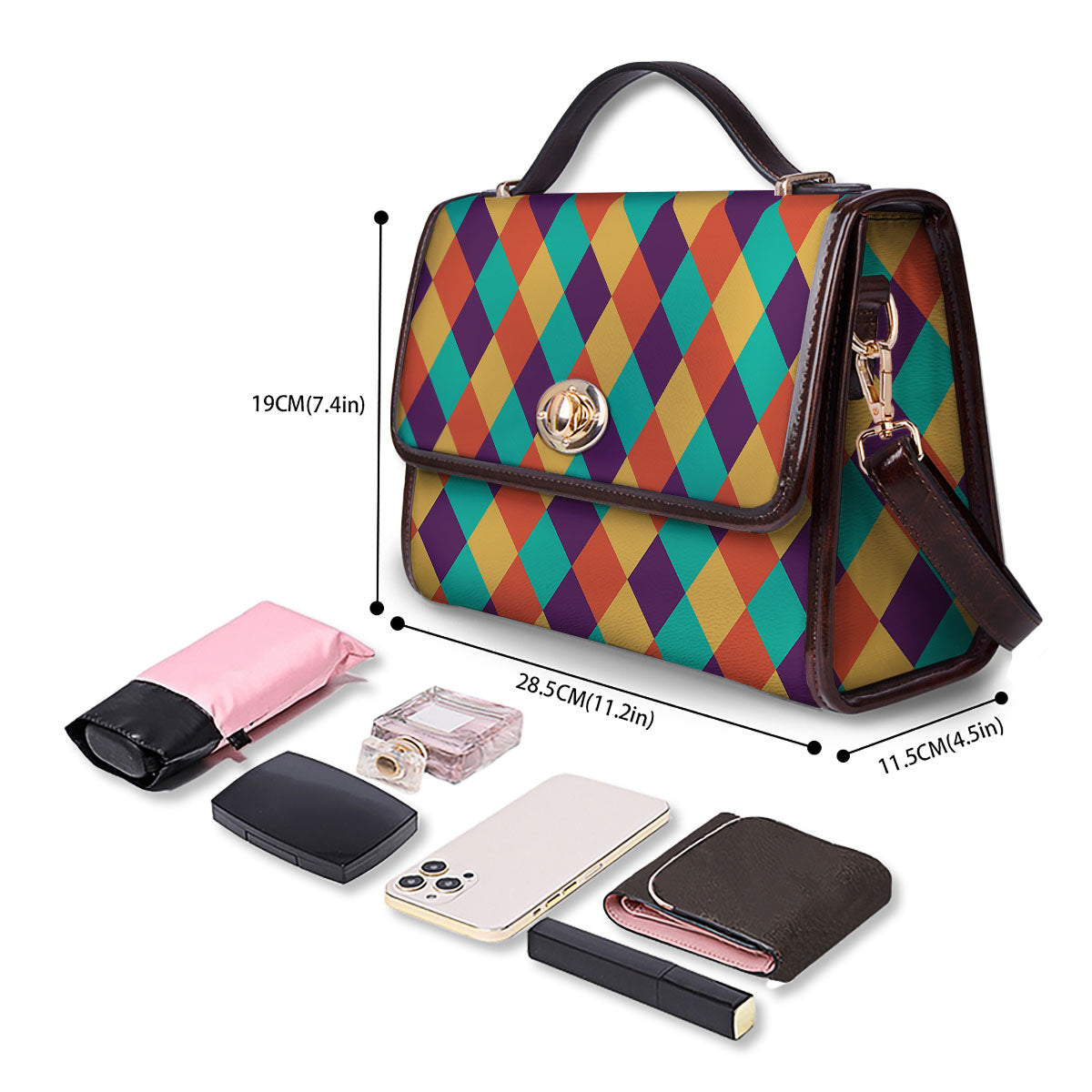Harlequin Retro Print Pattern Women's Satchel Bag