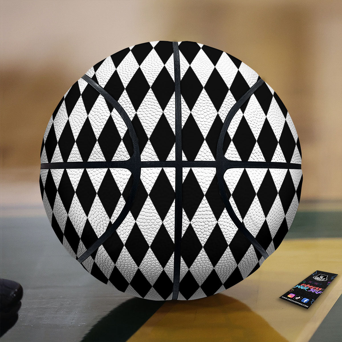 Harlequin White And Black Print Pattern Basketball