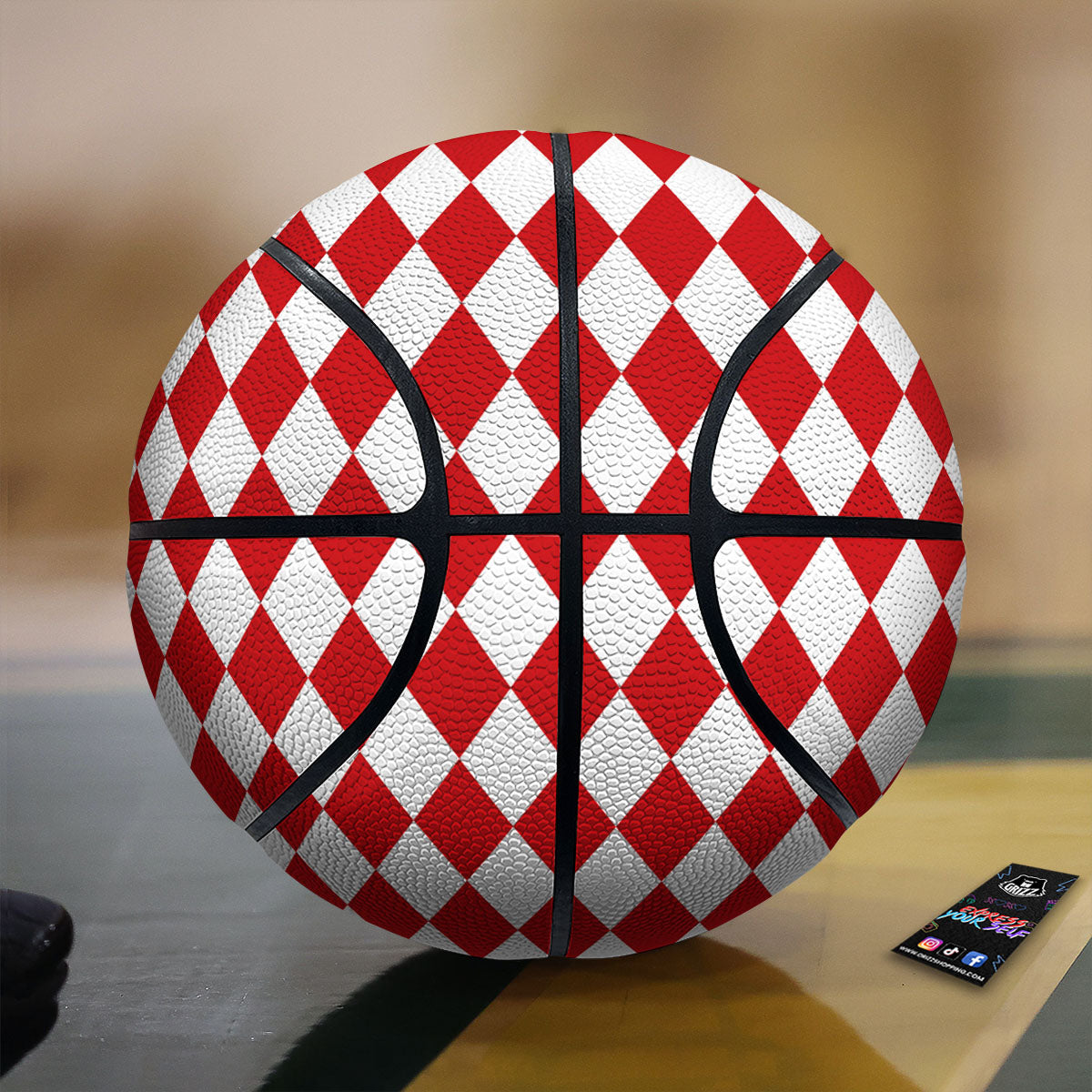 Harlequin Yellow Print Pattern Basketball