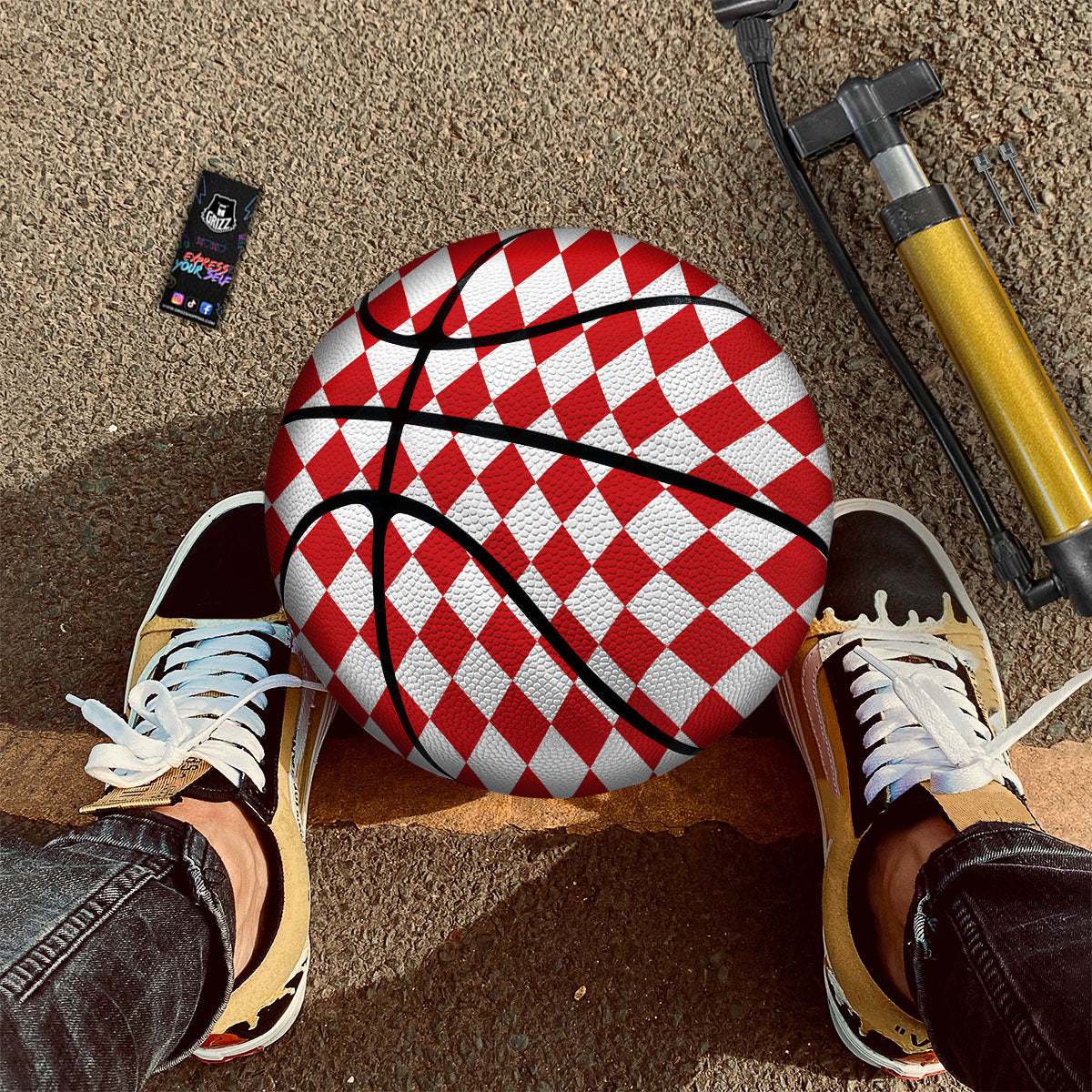 Harlequin Yellow Print Pattern Basketball