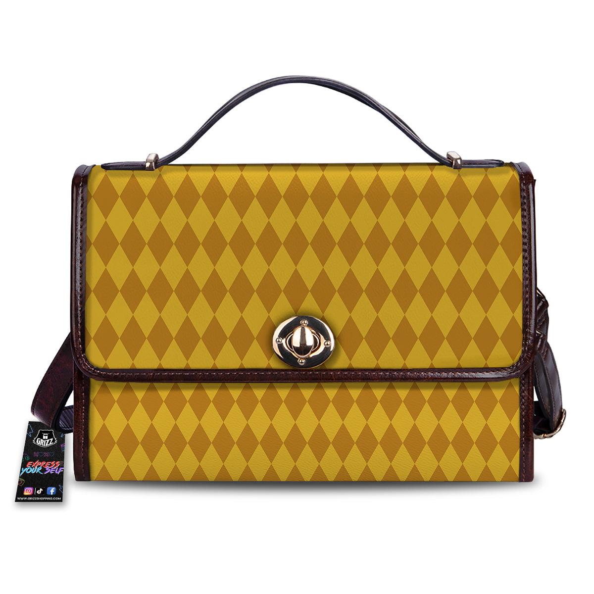 Harlequin Yellow Print Pattern Women's Satchel Bag