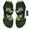 Hat And St. Patrick's Day Clover Print Black Open Toe Sandals-grizzshop