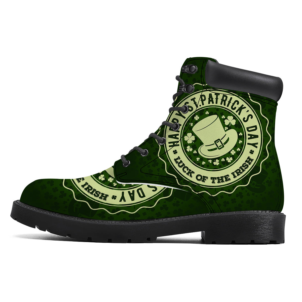 Hat And St. Patrick's Day Clover Print Boots-grizzshop