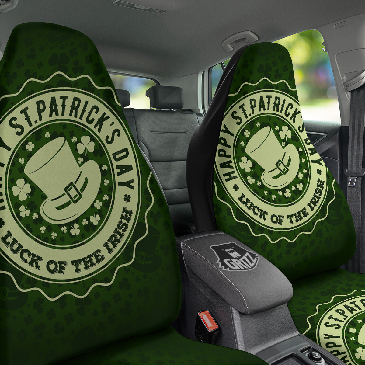 Hat And St. Patrick's Day Clover Print Car Seat Covers-grizzshop