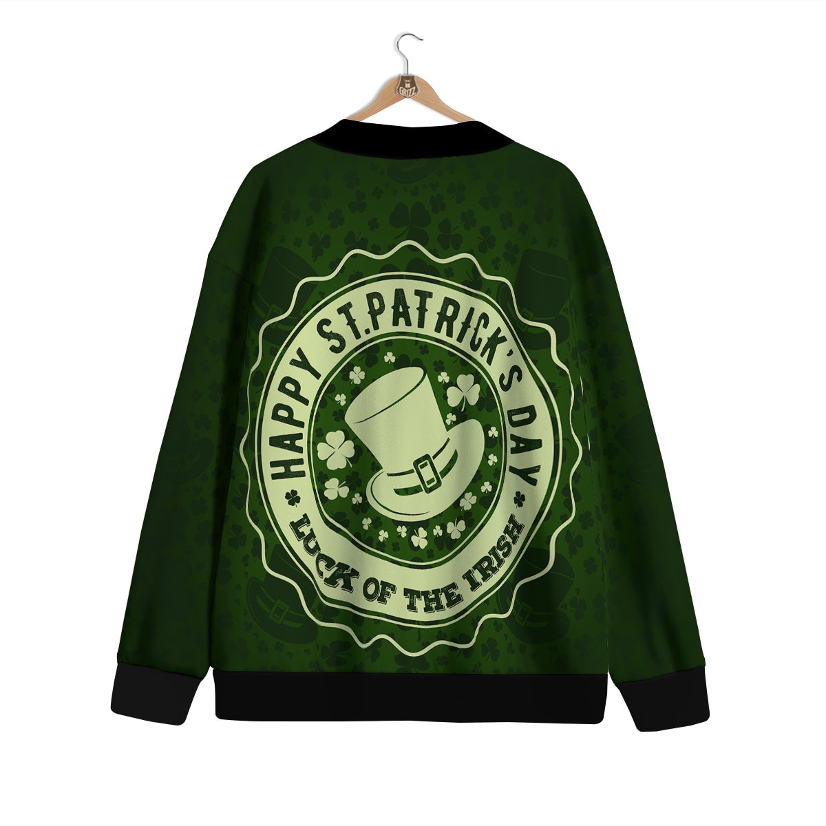 Hat And St. Patrick's Day Clover Print Cardigan-grizzshop