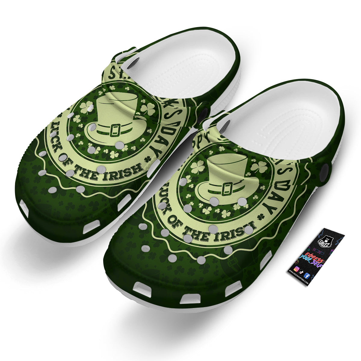 Hat And St. Patrick's Day Clover Print Clog-grizzshop