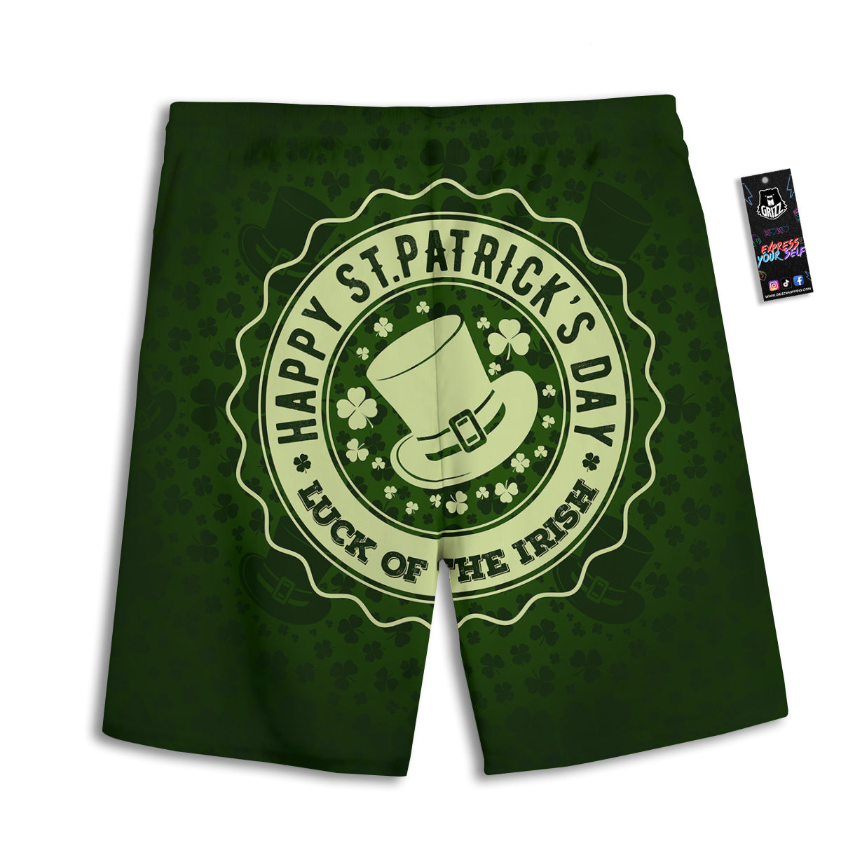 Hat And St. Patrick's Day Clover Print Men's Athletic Shorts