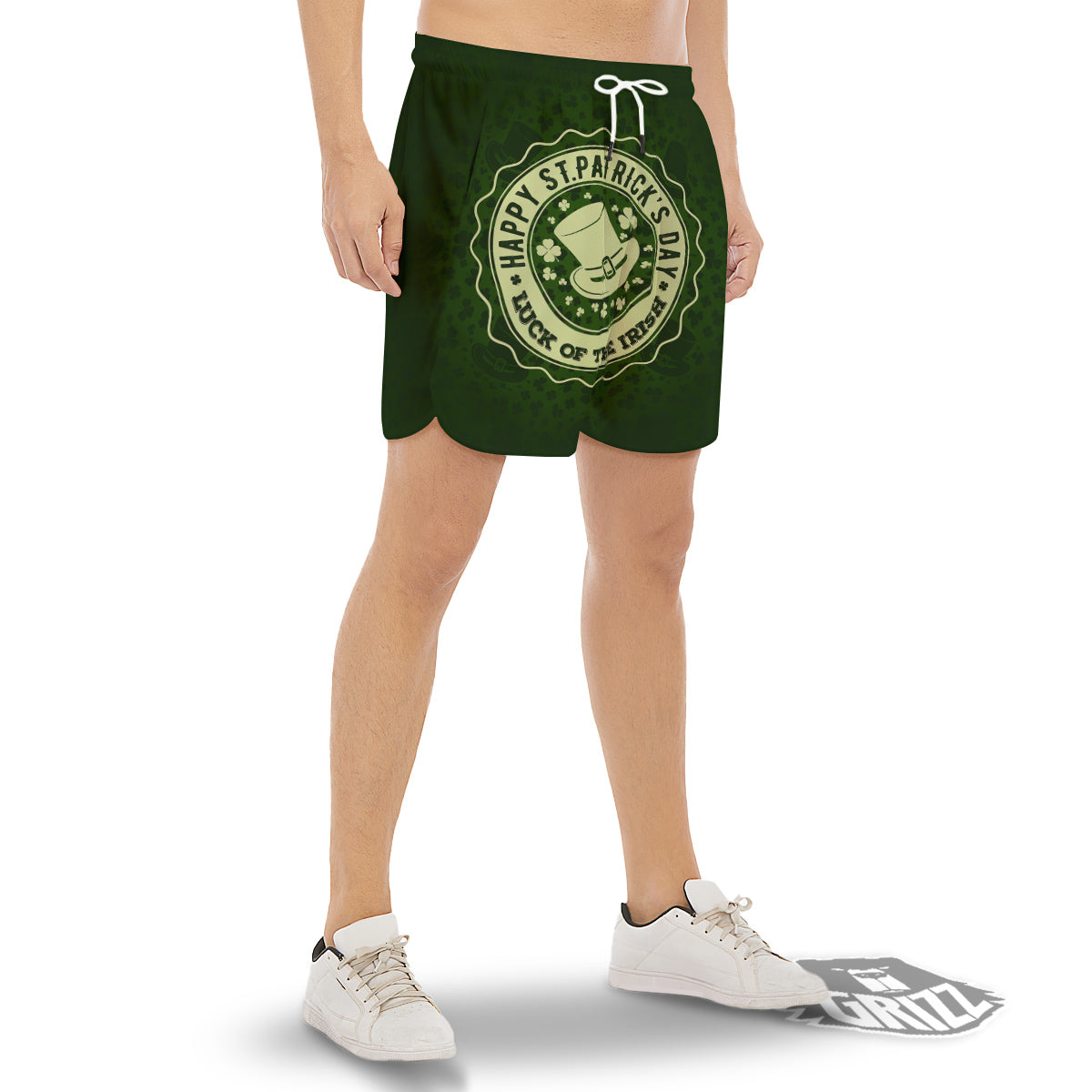 Hat And St. Patrick's Day Clover Print Men's Gym Shorts-grizzshop