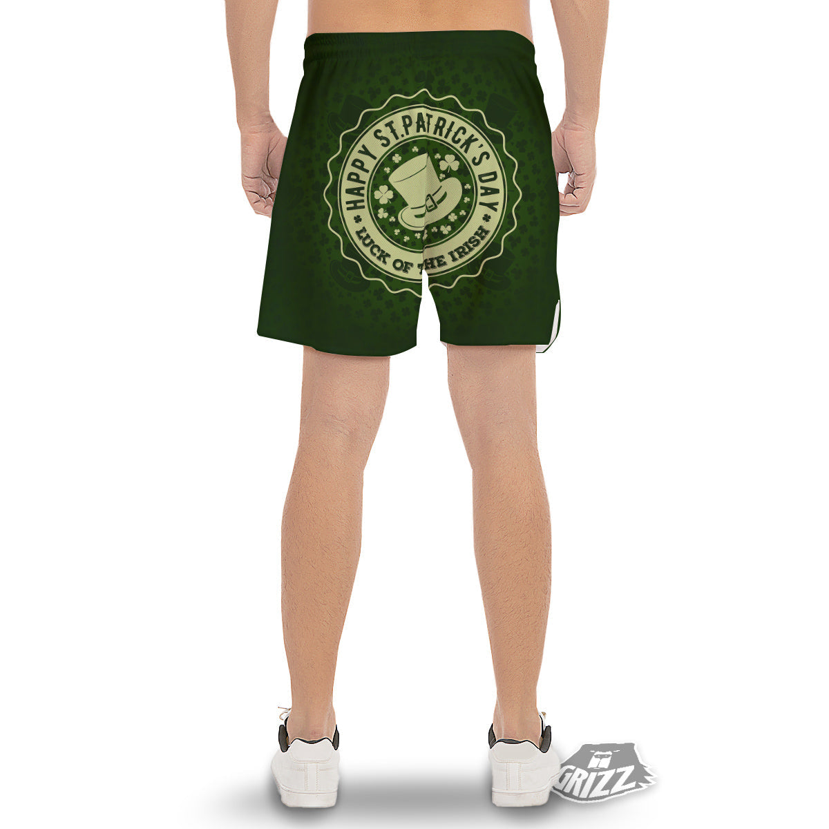 Hat And St. Patrick's Day Clover Print Men's Gym Shorts-grizzshop