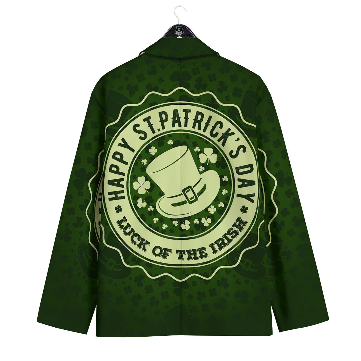 Hat And St. Patrick's Day Clover Print Men's Sport Coat-grizzshop