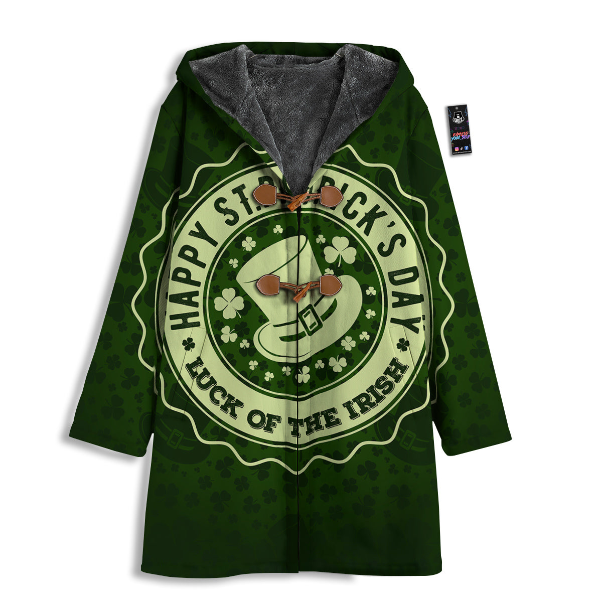 Hat And St. Patrick's Day Clover Print Men's Windbreaker Jacket-grizzshop