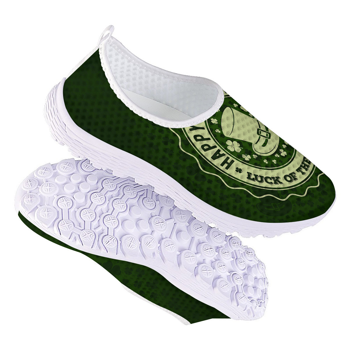 Hat And St. Patrick's Day Clover Print Nurse Shoes-grizzshop