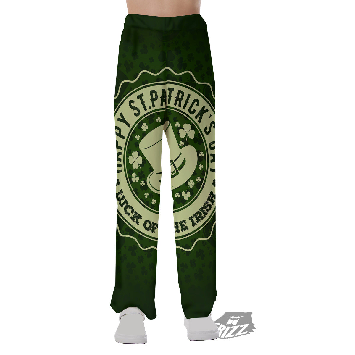 Hat And St. Patrick's Day Clover Print Pajama Pants-grizzshop