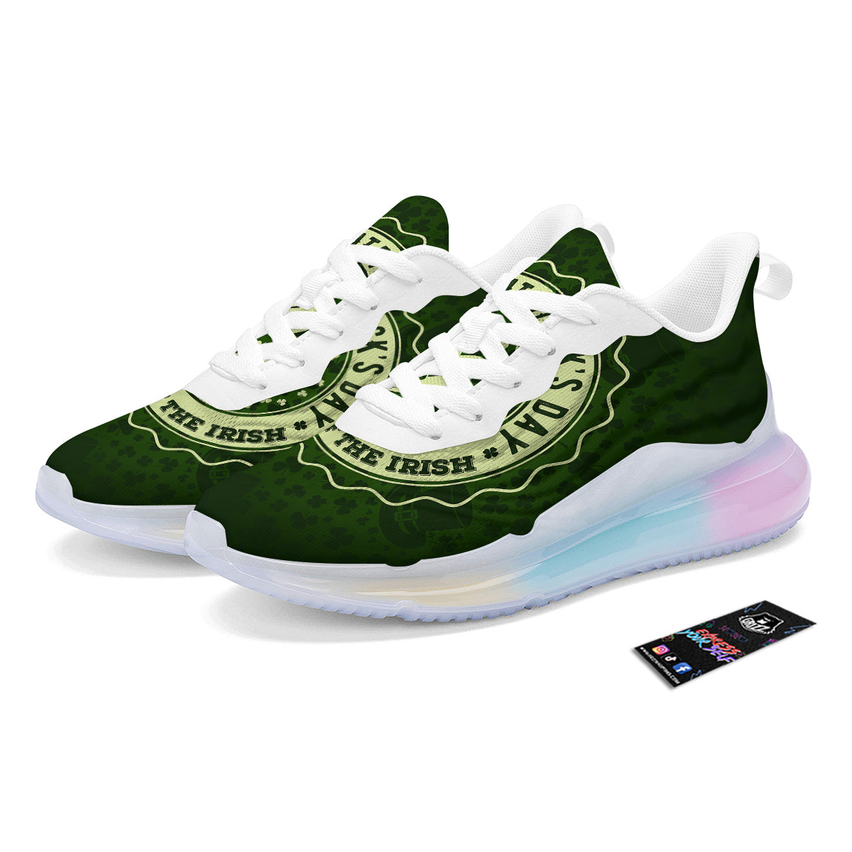 Hat And St. Patrick's Day Clover Print Running Sneakers-grizzshop