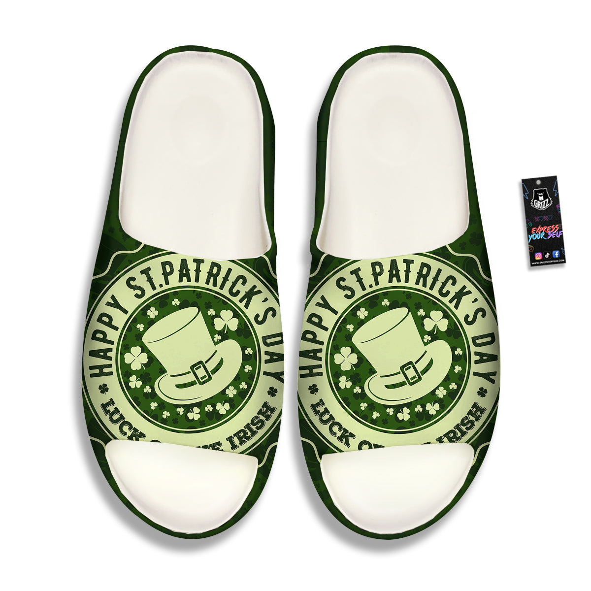 Hat And St. Patrick's Day Clover Print Sandals-grizzshop