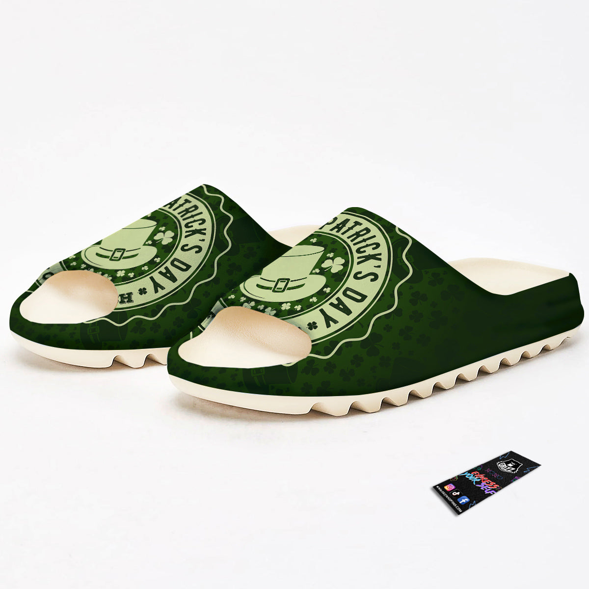 Hat And St. Patrick's Day Clover Print Sandals-grizzshop