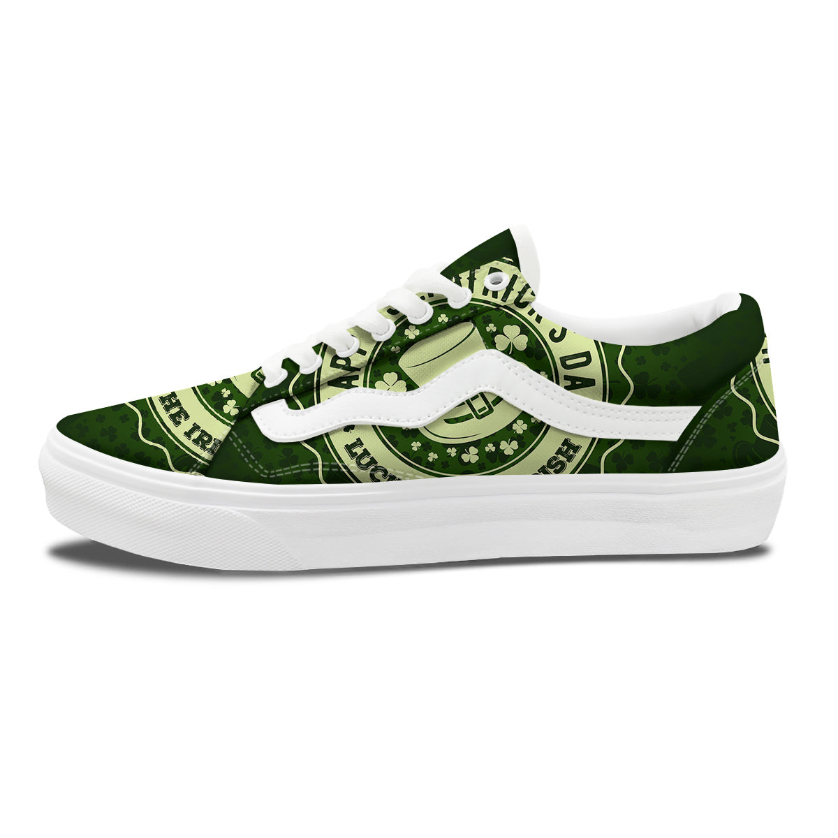 Hat And St. Patrick's Day Clover Print Skate Shoes-grizzshop