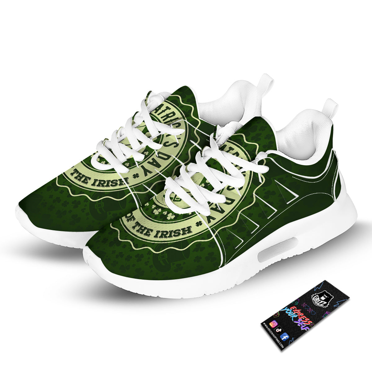 Hat And St. Patrick's Day Clover Print Tennis Shoes-grizzshop