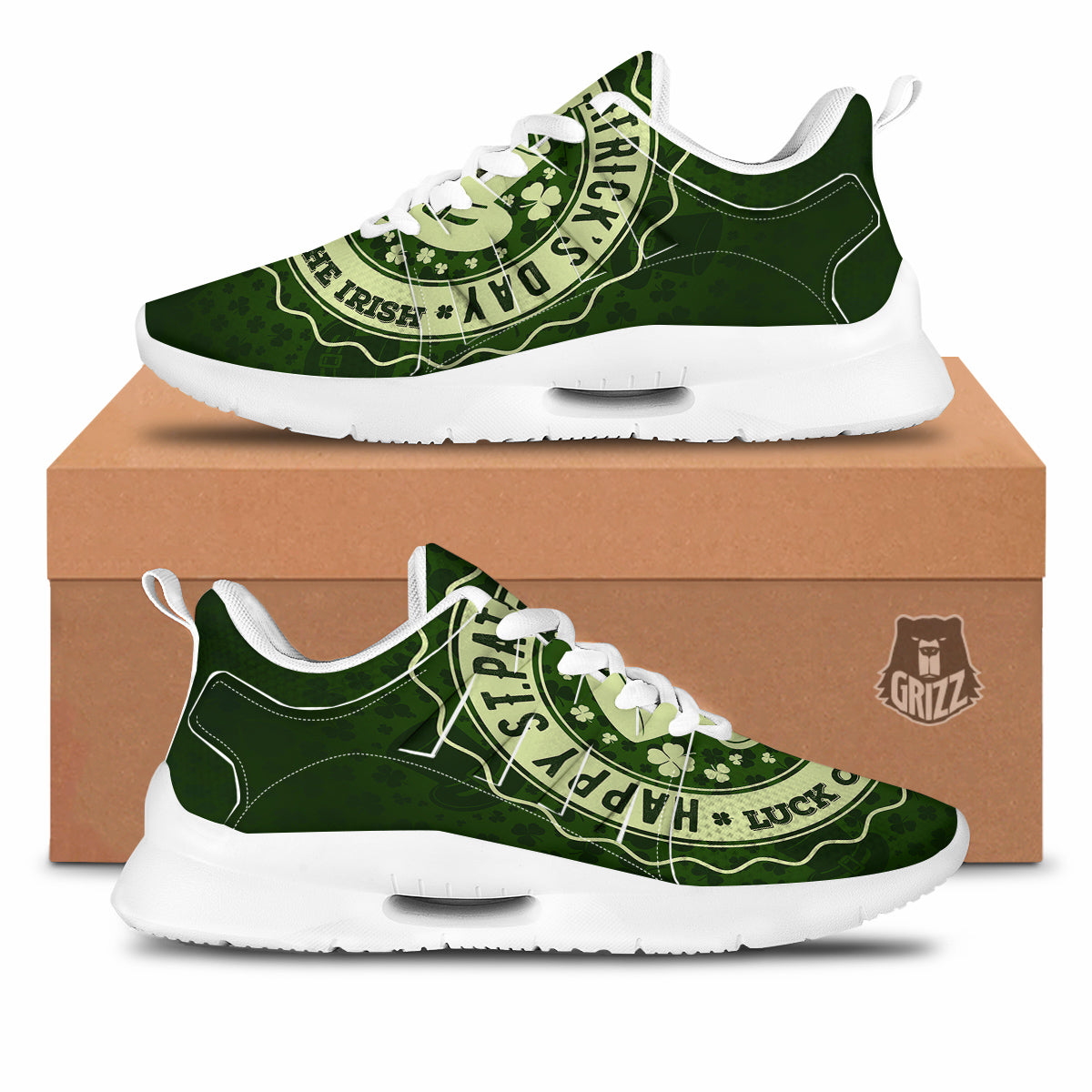 Hat And St. Patrick's Day Clover Print Tennis Shoes-grizzshop