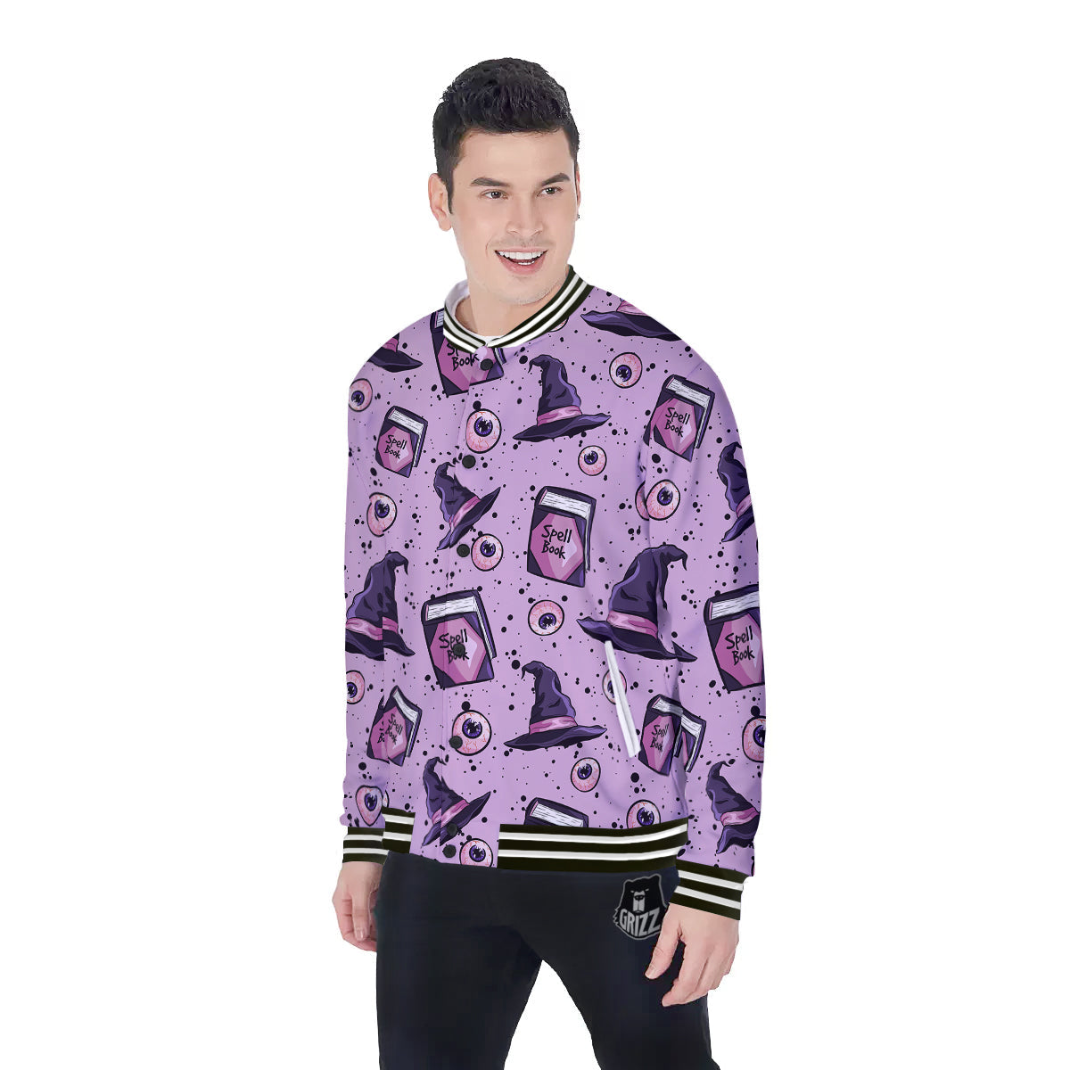 Hat Wizard Print Pattern Baseball Jacket-grizzshop
