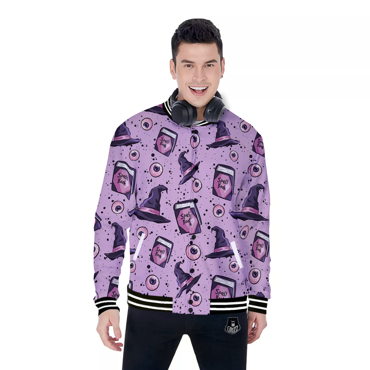 Hat Wizard Print Pattern Baseball Jacket-grizzshop