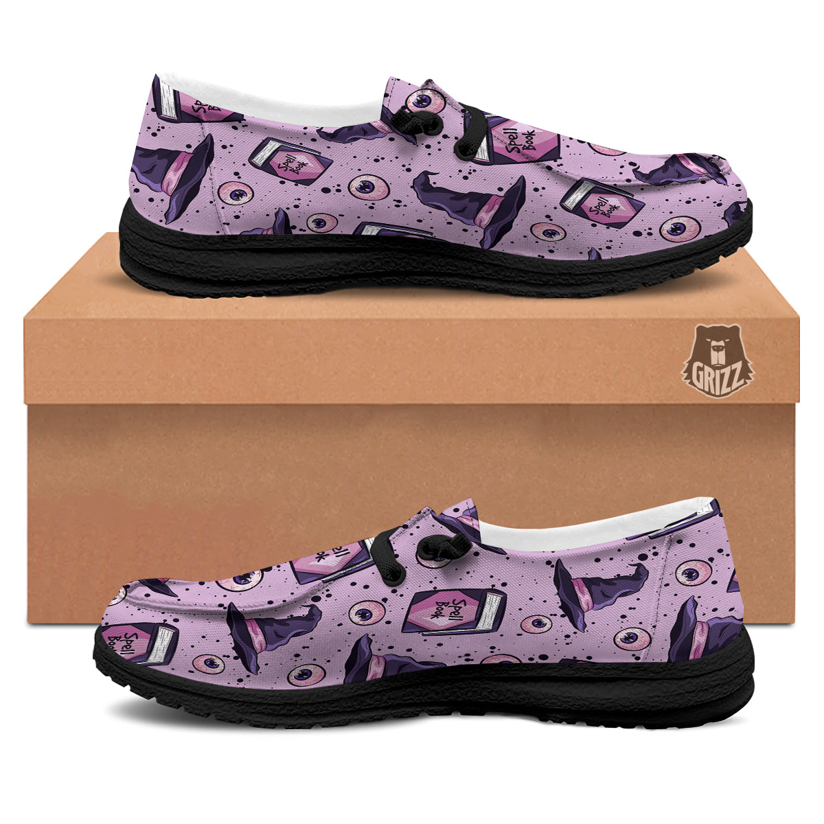Hat Wizard Print Pattern Black Loafers-grizzshop