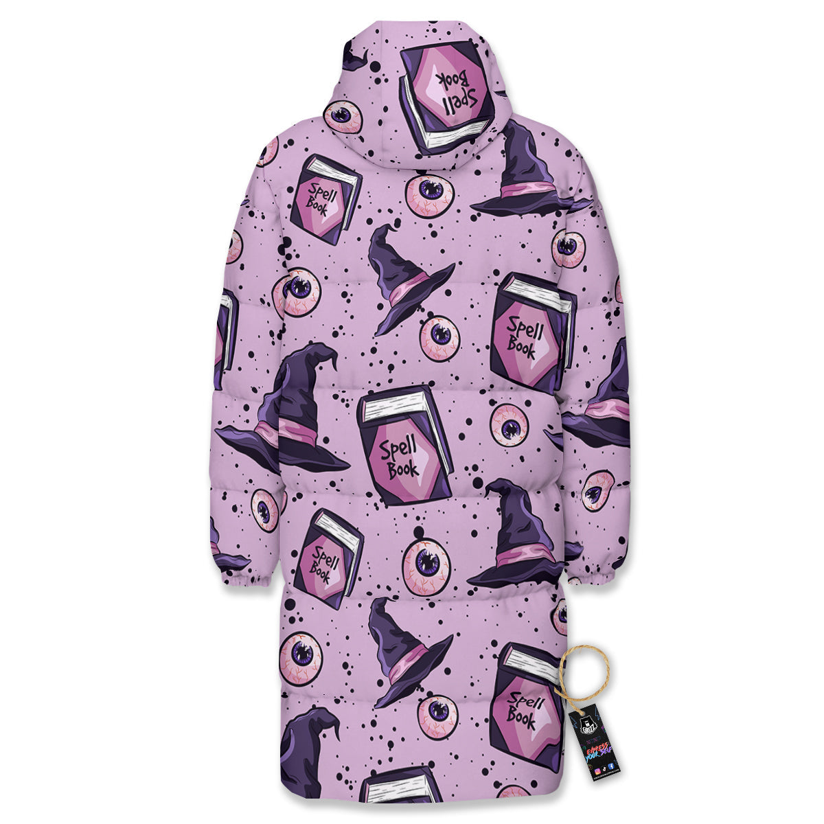 Hat Wizard Print Pattern Long Down Jacket-grizzshop