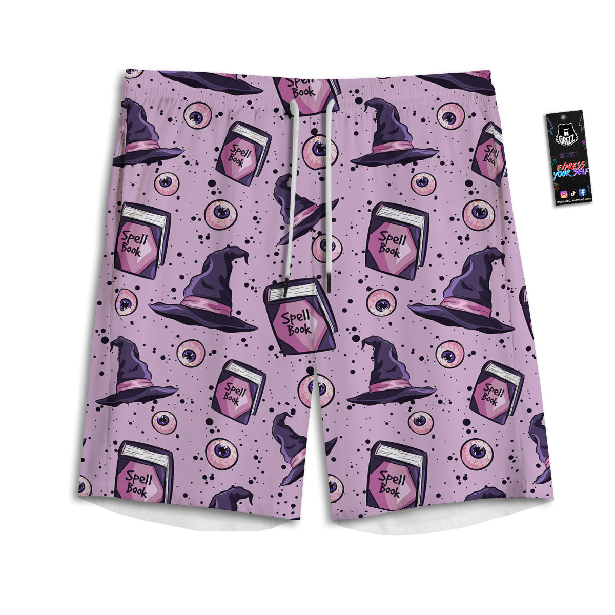 Hat Wizard Print Pattern Men's Athletic Shorts-grizzshop