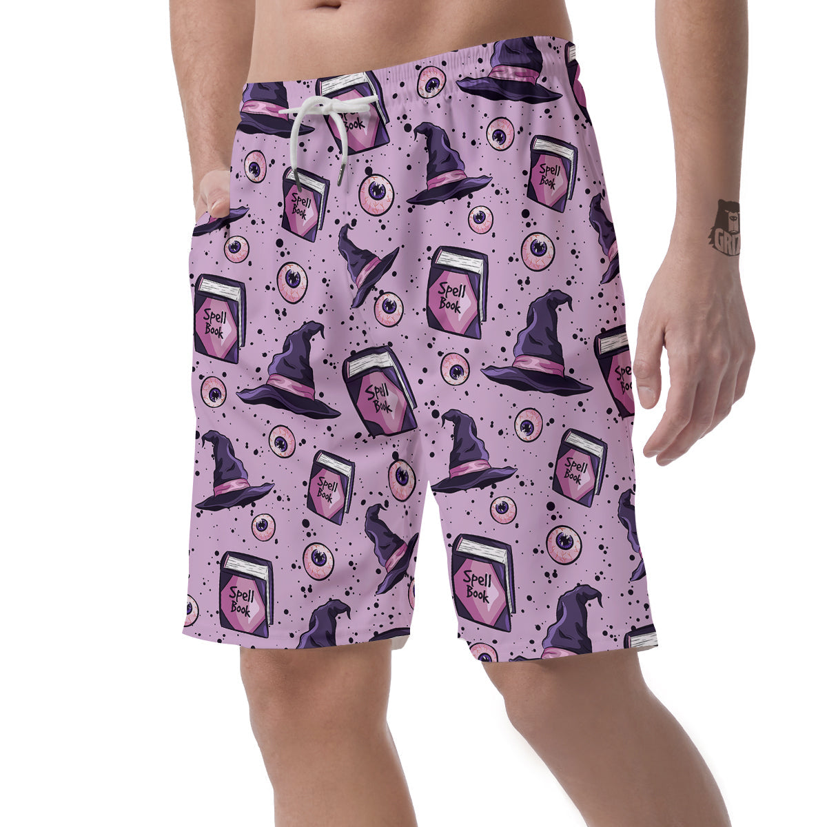 Hat Wizard Print Pattern Men's Shorts-grizzshop