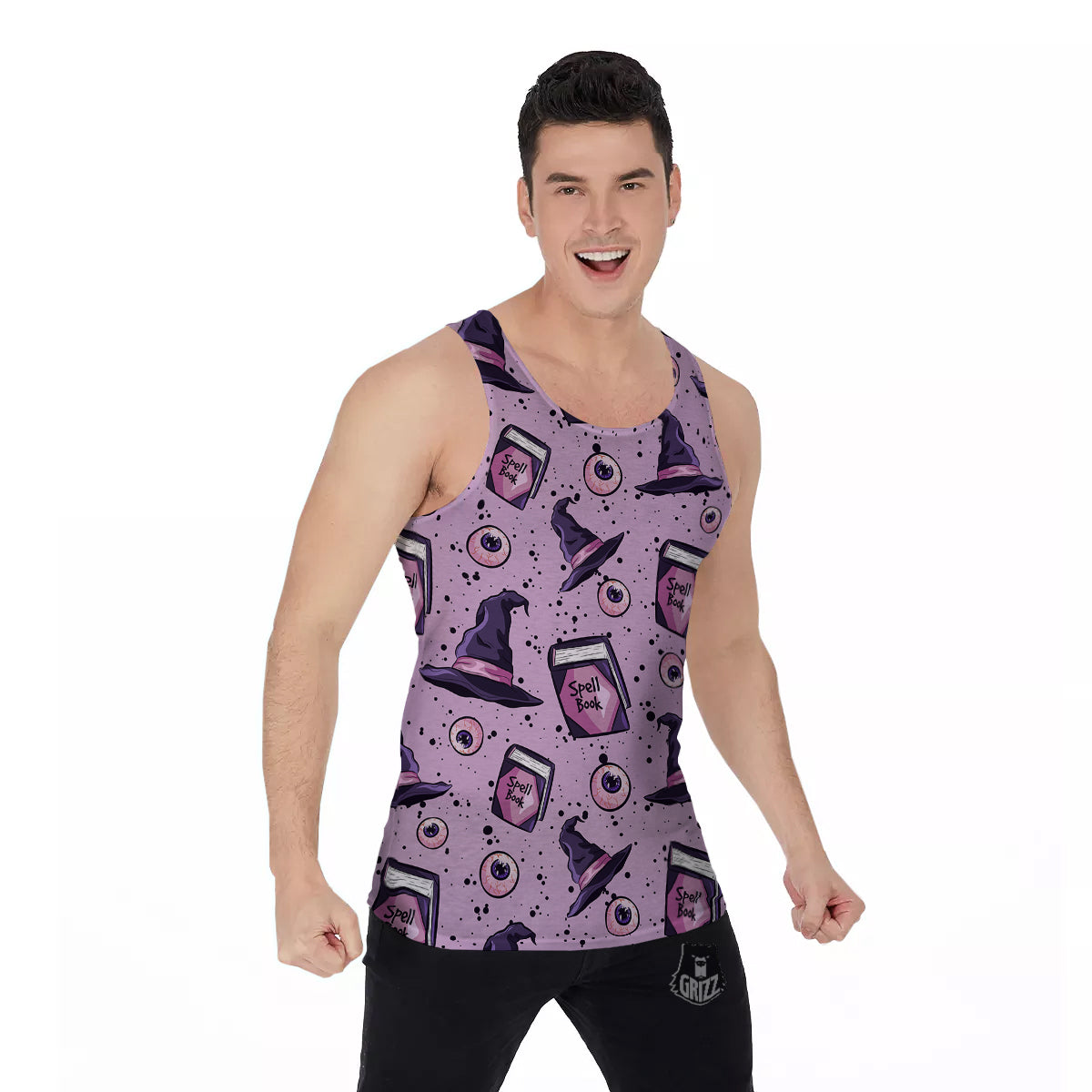 Hat Wizard Print Pattern Men's Tank Top-grizzshop