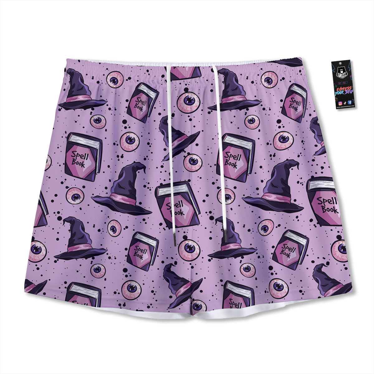 Hat Wizard Print Pattern Mesh Shorts-grizzshop