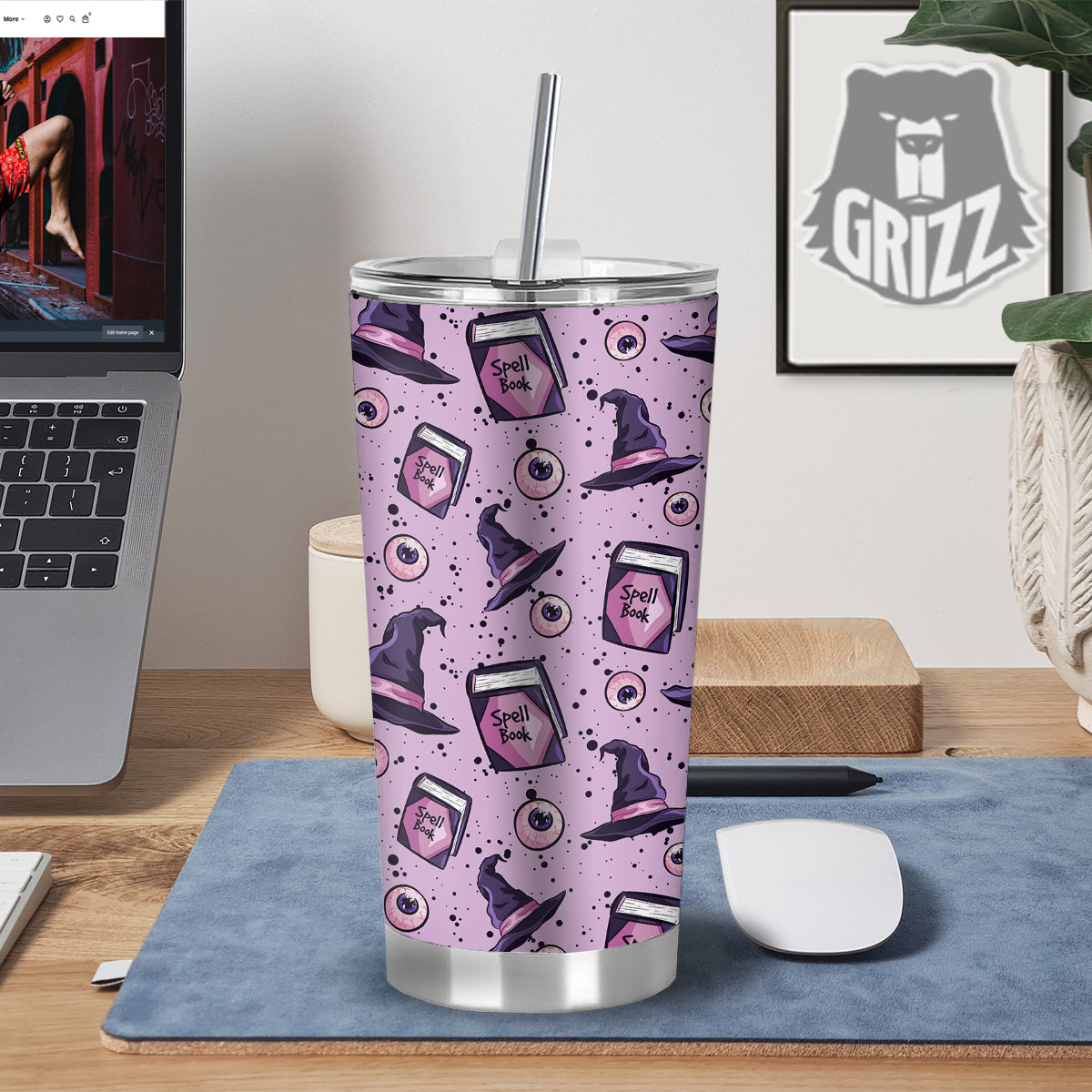 Hat Wizard Print Pattern Tumbler-grizzshop