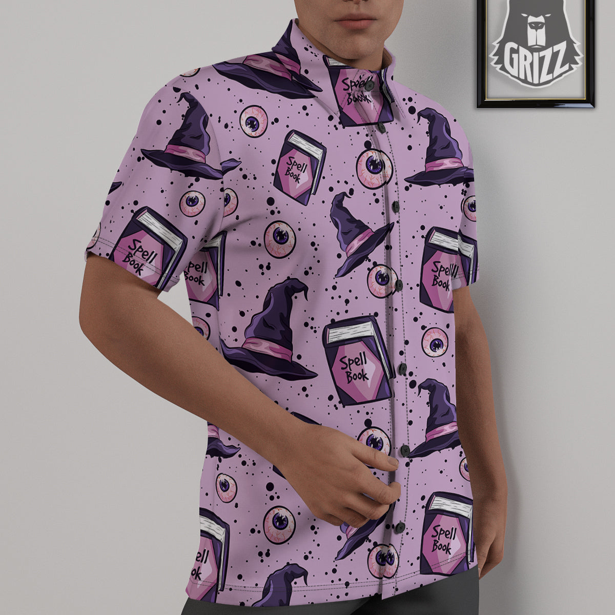 Hat Wizard Print Pattern Untucked Shirts-grizzshop