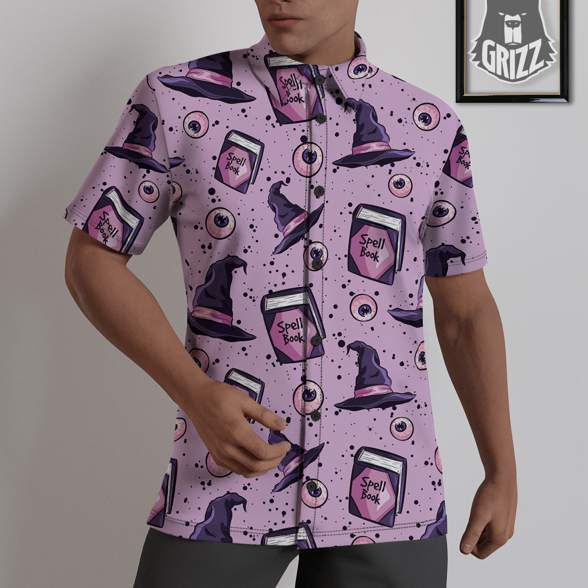 Hat Wizard Print Pattern Untucked Shirts-grizzshop
