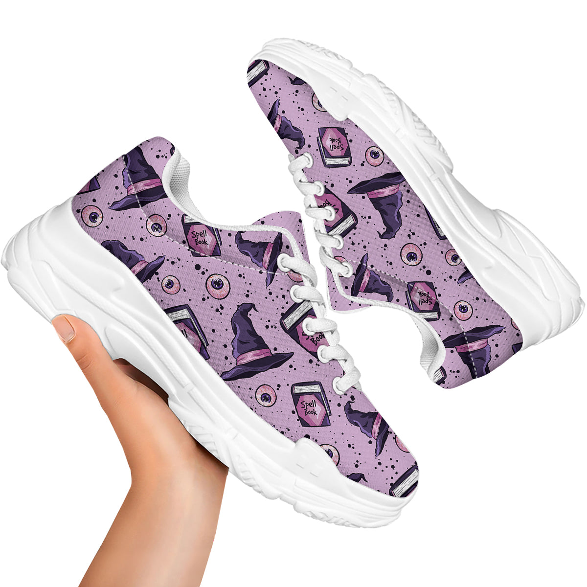 Hat Wizard Print Pattern White Chunky Shoes-grizzshop