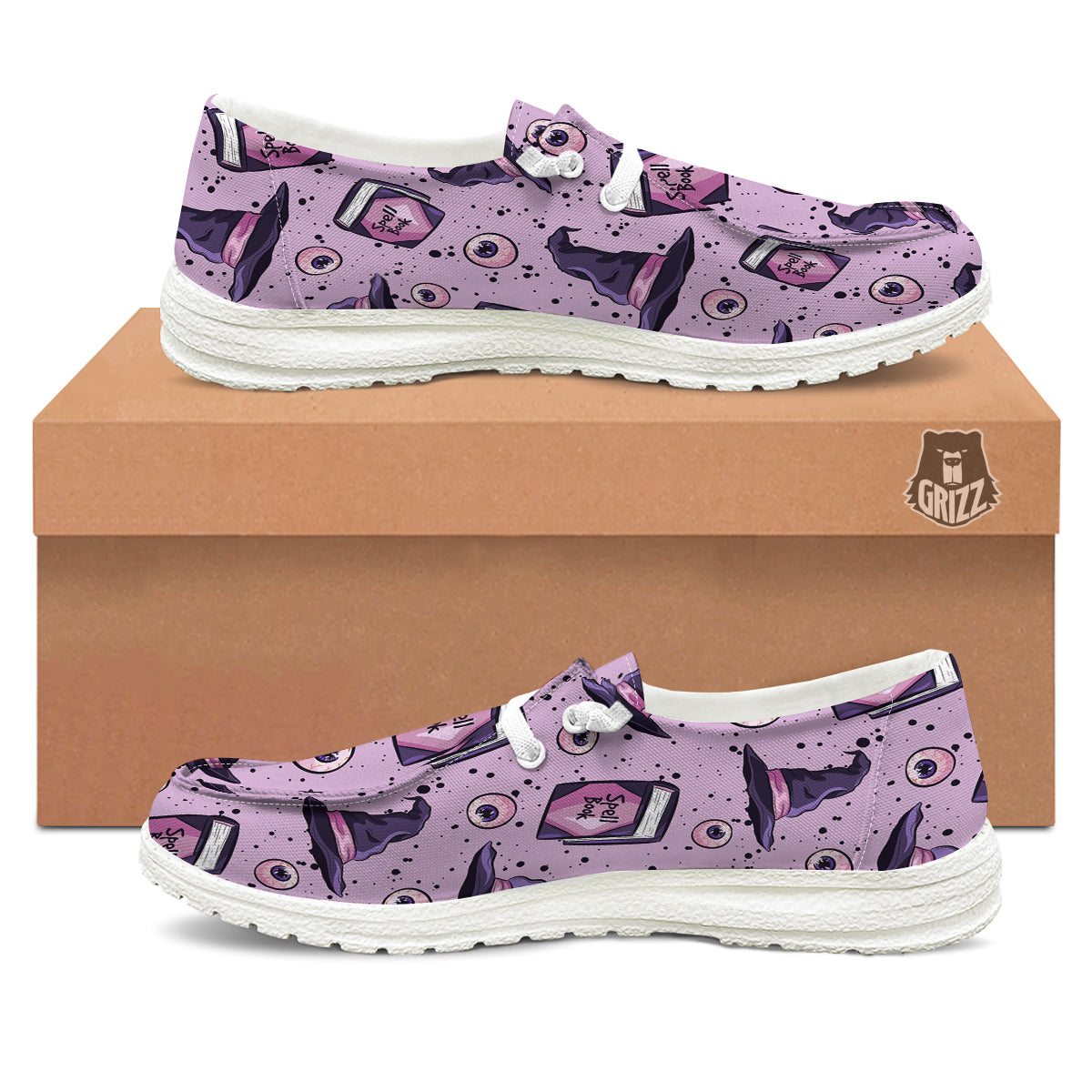 Hat Wizard Print Pattern White Loafers-grizzshop