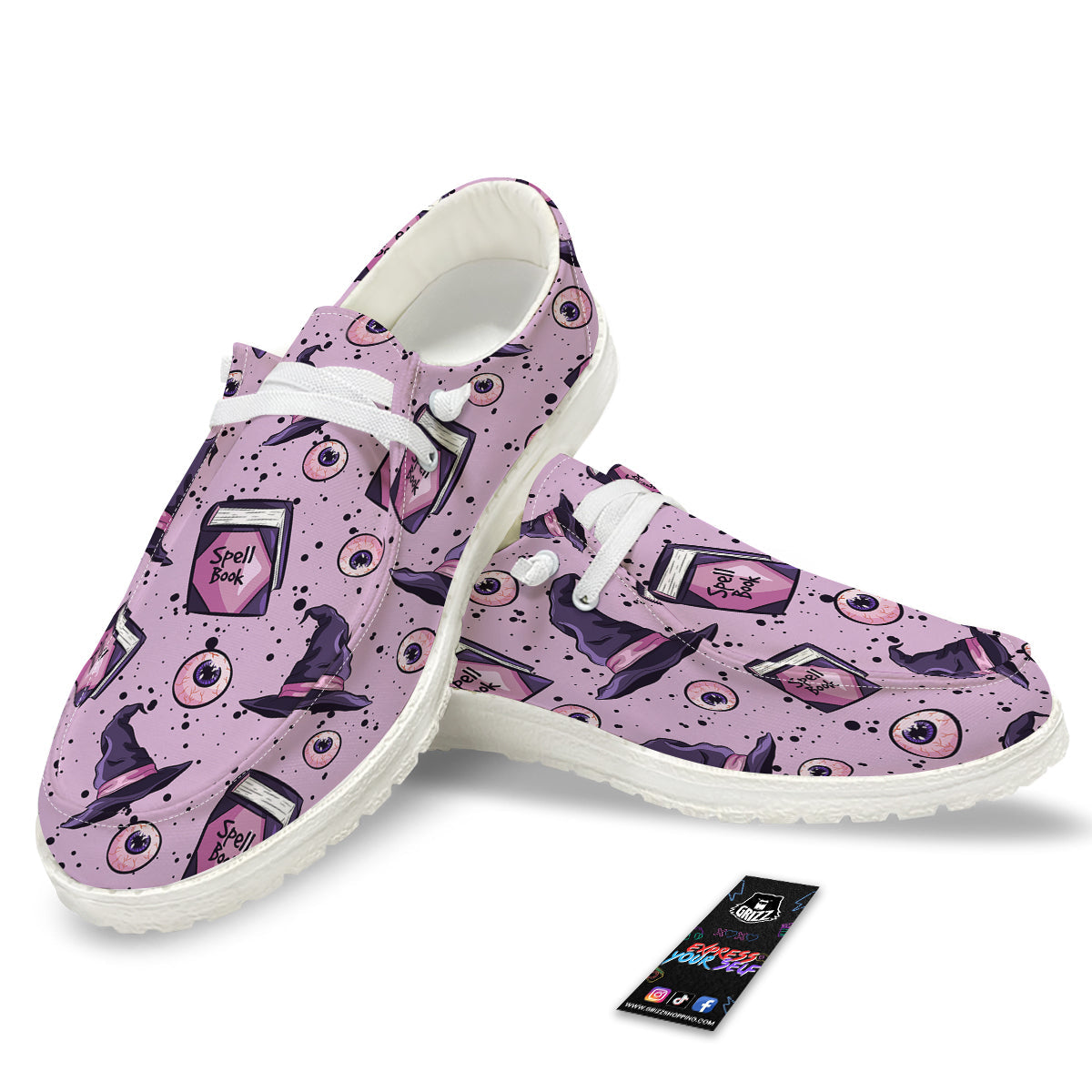 Hat Wizard Print Pattern White Loafers-grizzshop
