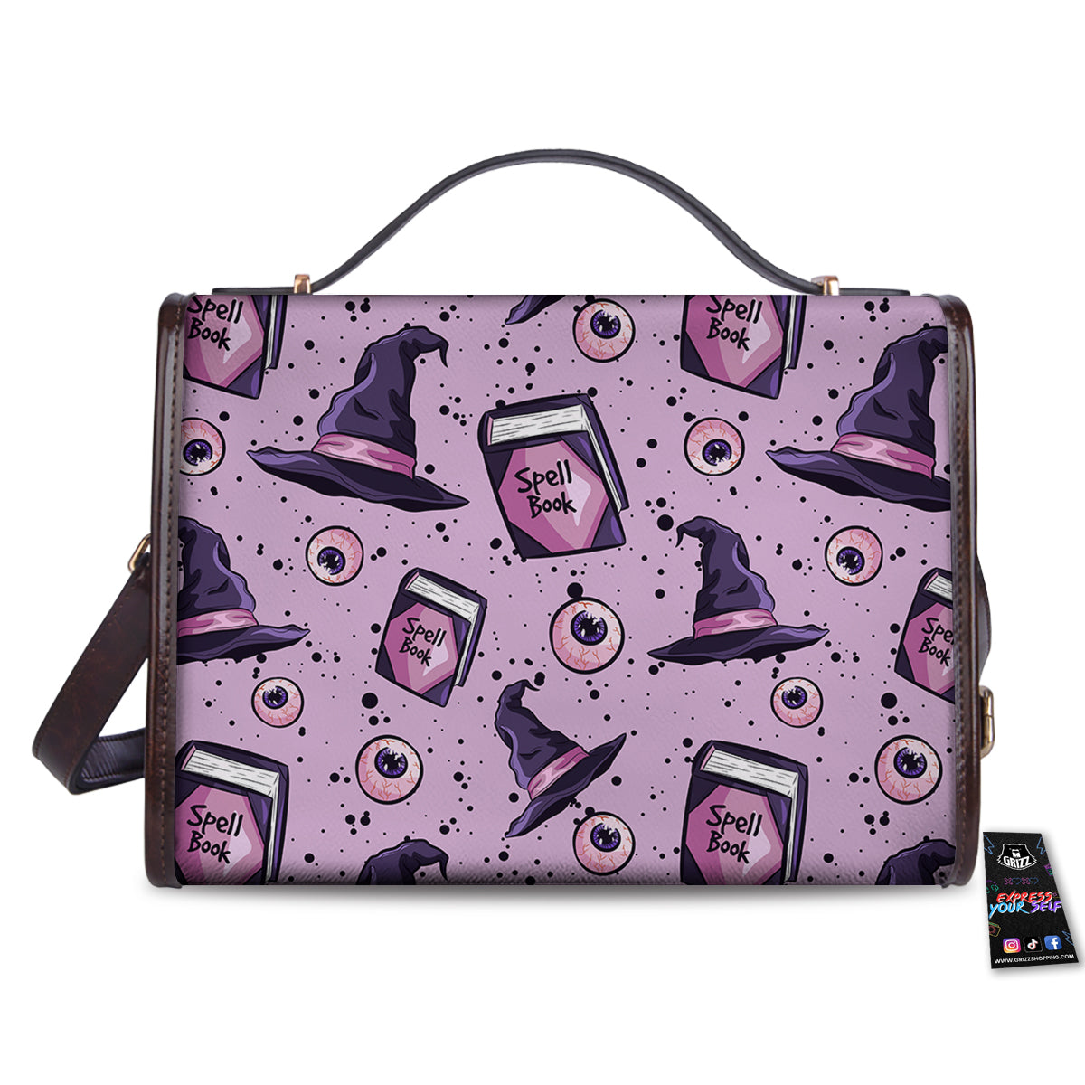 Hat Wizard Print Pattern Women's Satchel Bag-grizzshop