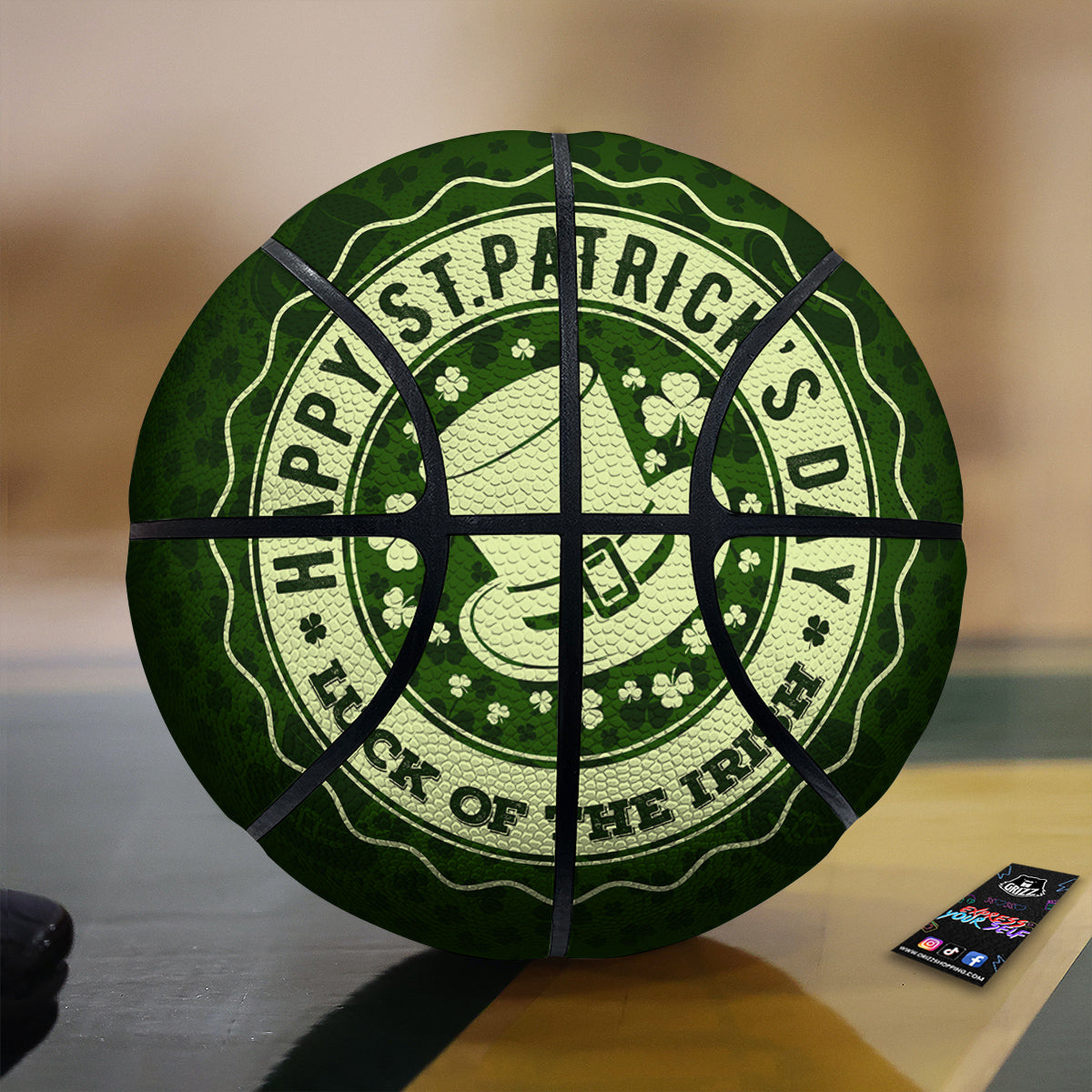 Hat And St. Patrick's Day Clover Print Basketball