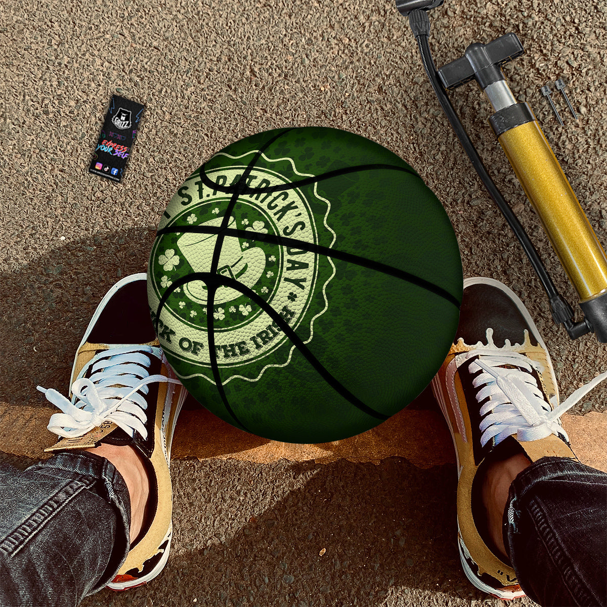 Hat And St. Patrick's Day Clover Print Basketball